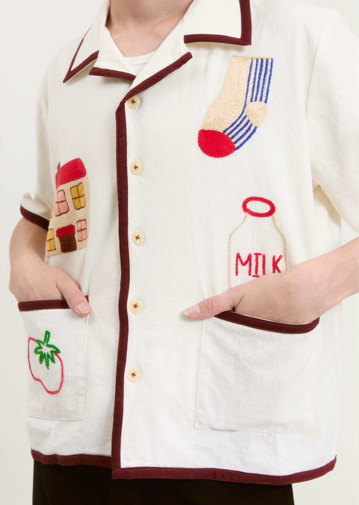 HOMEBODY HAND EMBROIDERED S/S SHIRT