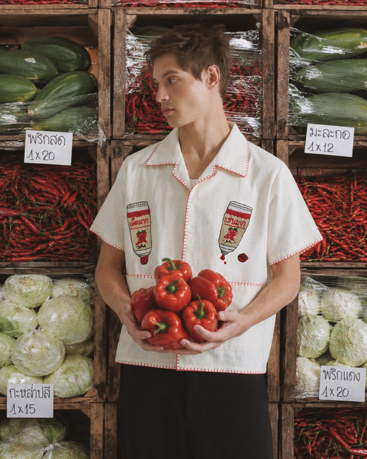 Too Phed(Spicy in Thai) For You Hand-Embroidered Shirt