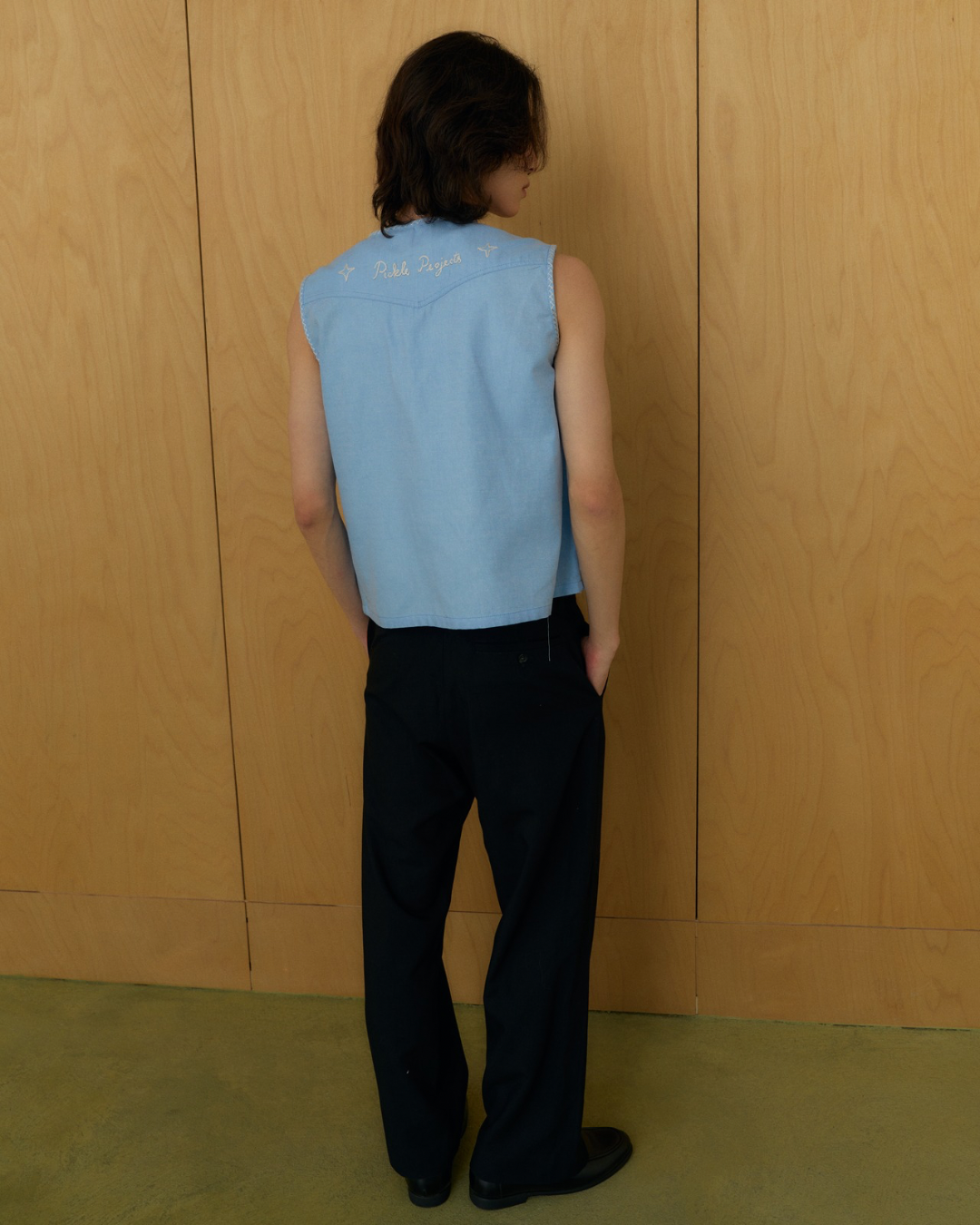 Fieldwork hand embroidered Denim-like Vest