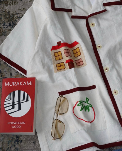 HOMEBODY HAND EMBROIDERED S/S SHIRT