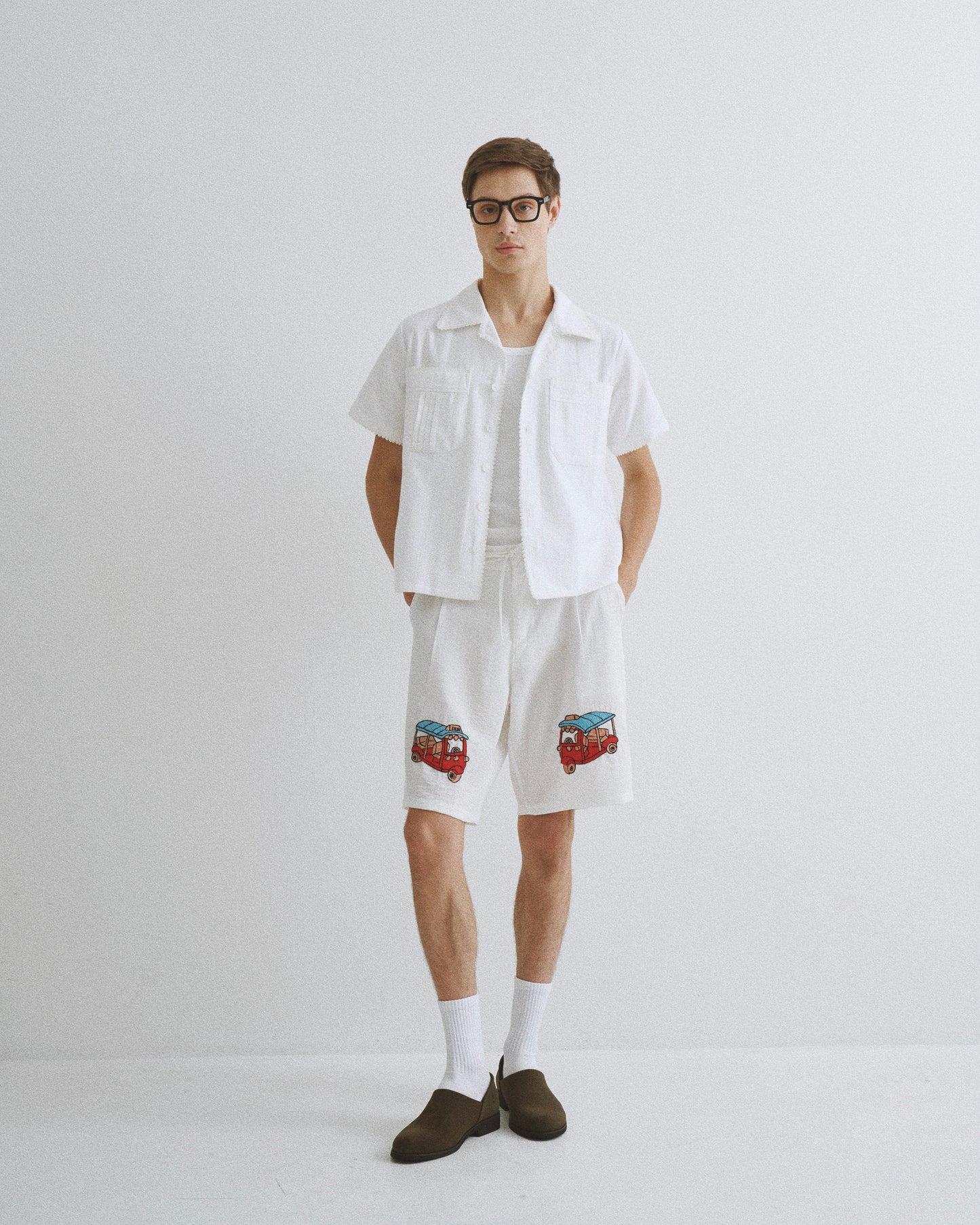 Three Wheels Hand Embroidered Shorts