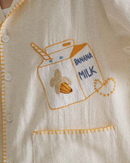 Pickle Projects—Banana milk hand-embroidered S/S SHIRT