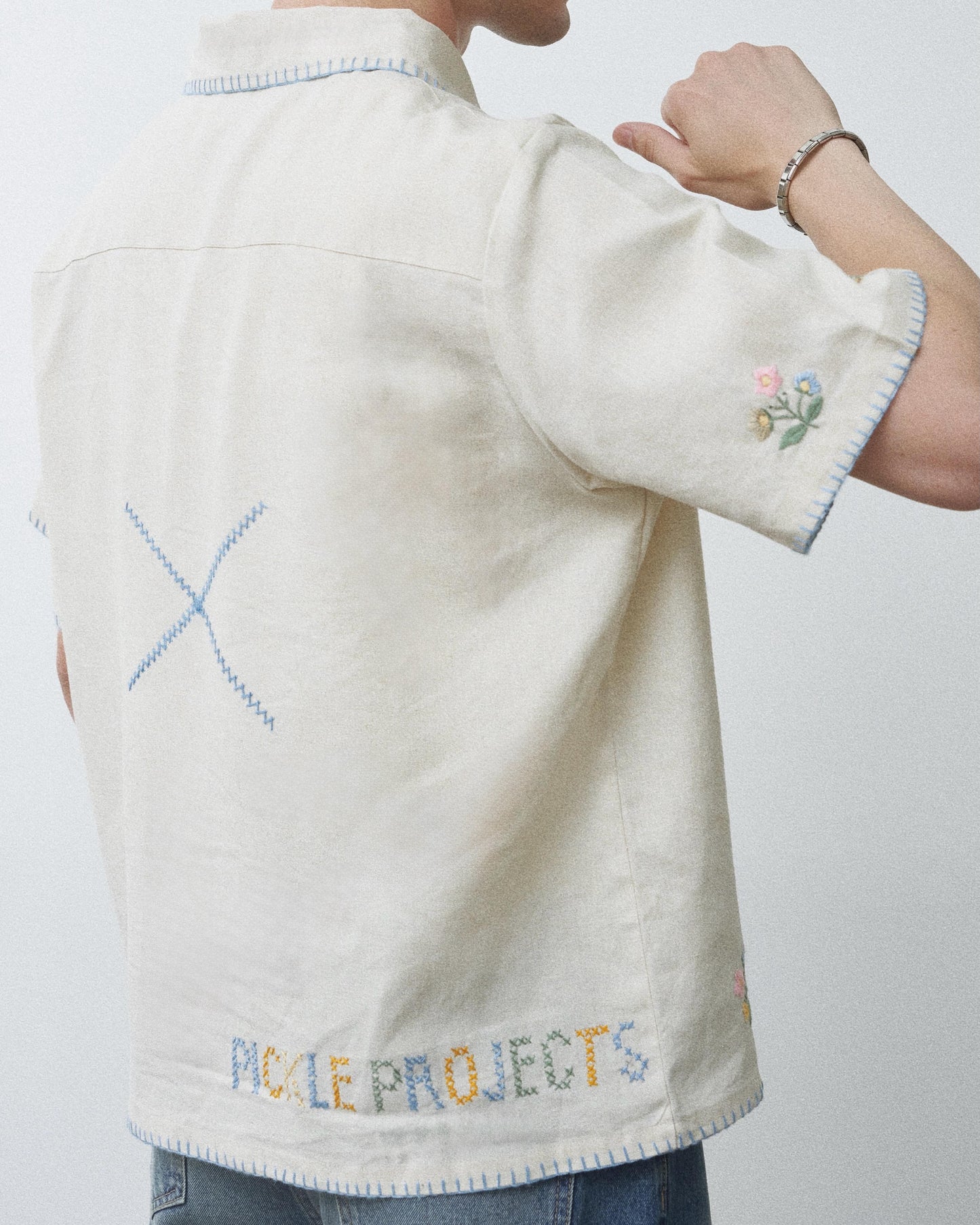 Bloom-line vintage hand-embroidered S/S SHIRT
