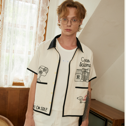 Casa Salamoia HAND EMBROIDERED S/S SHIRT