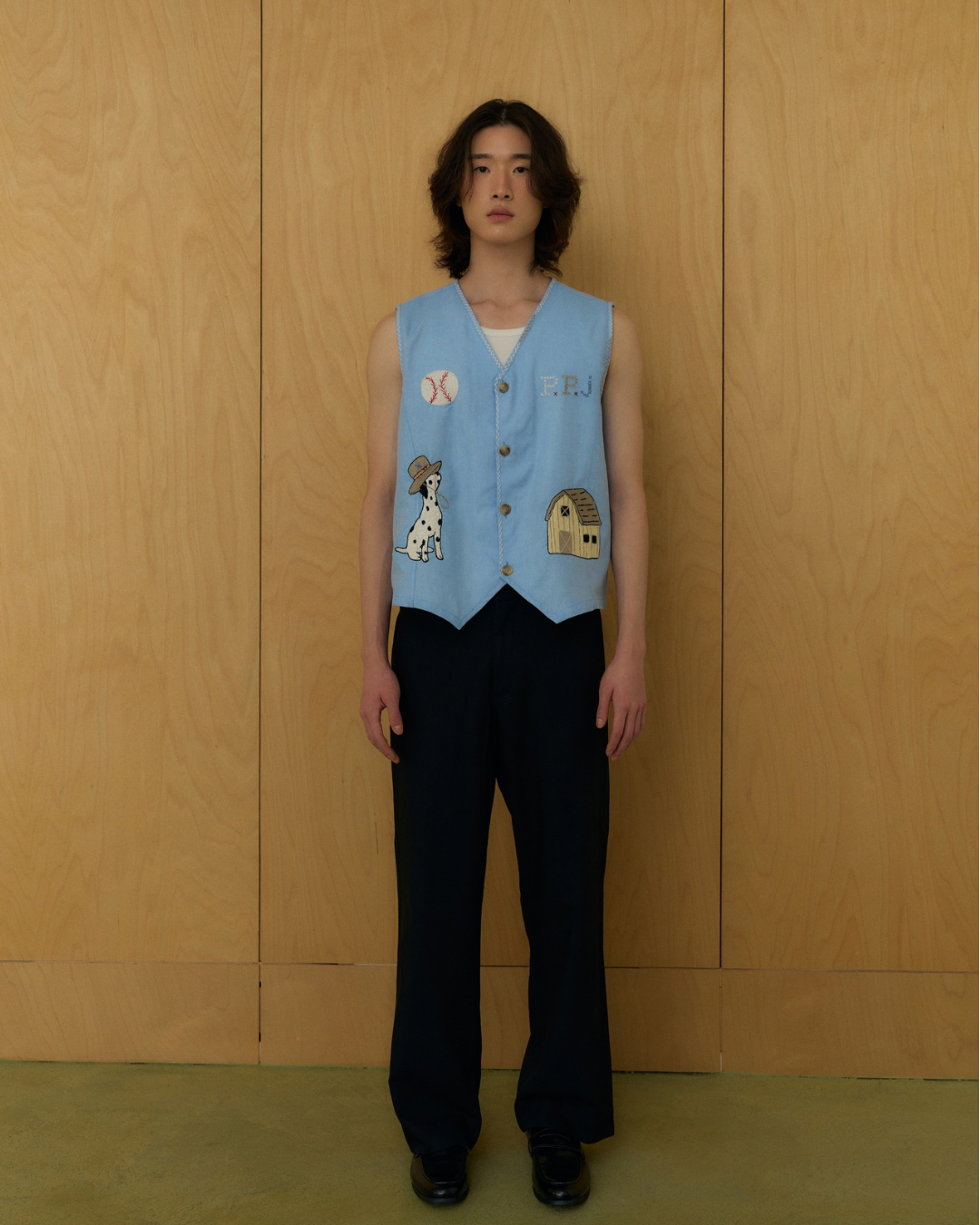 Fieldwork hand embroidered Denim-like Vest