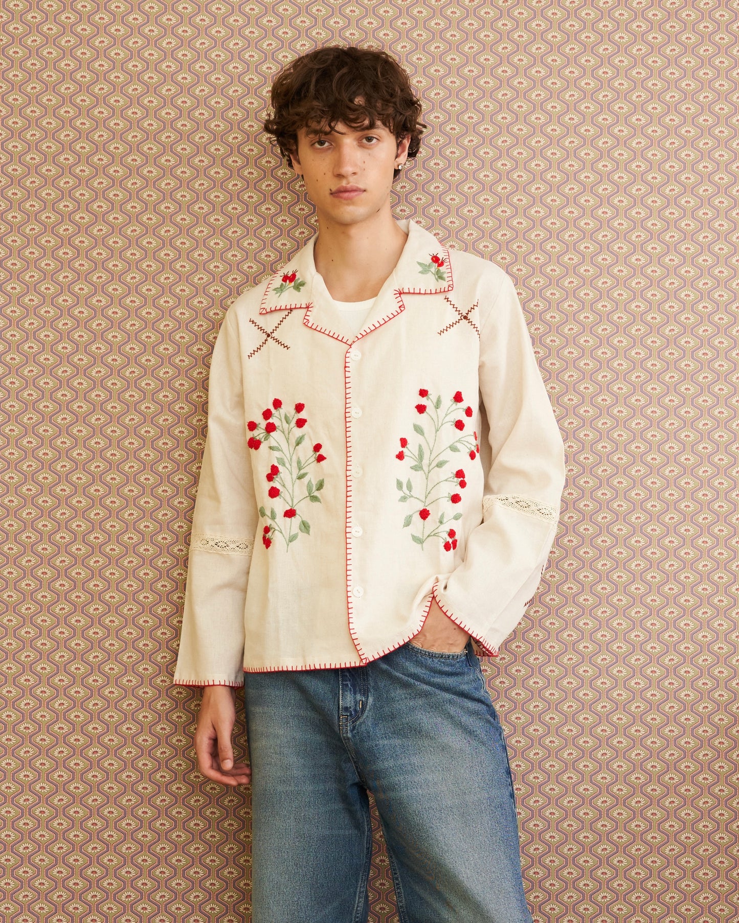 Pickle Projects — Wild Berry Cottage hand embroidered L/S Shirt (ปักด้วยมือ)