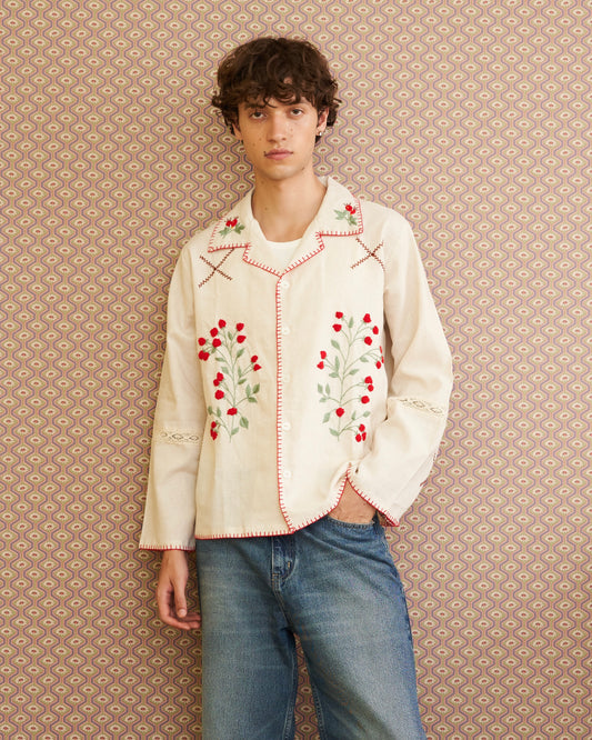 Pickle Projects — Wild Berry Cottage hand embroidered L/S Shirt (ปักด้วยมือ)