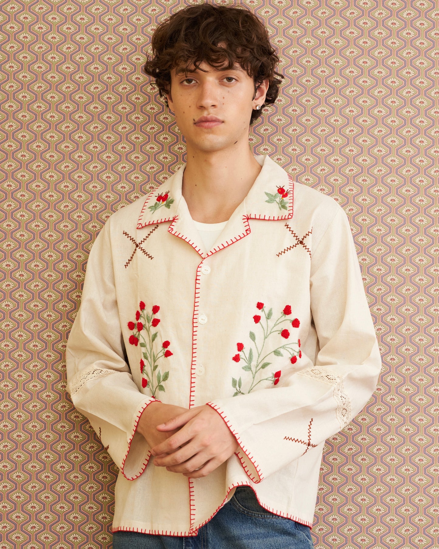 Pickle Projects — Wild Berry Cottage hand embroidered L/S Shirt (ปักด้วยมือ)