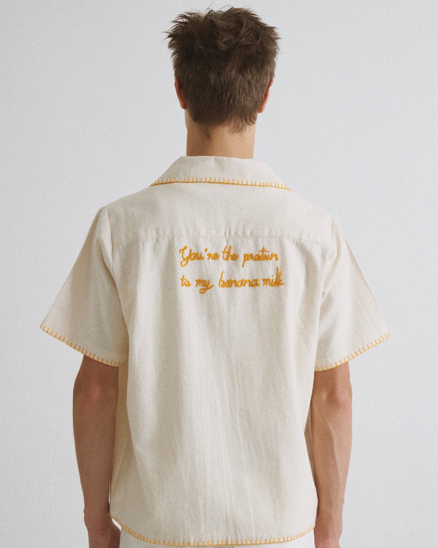 Pickle Projects—Banana milk hand-embroidered S/S SHIRT
