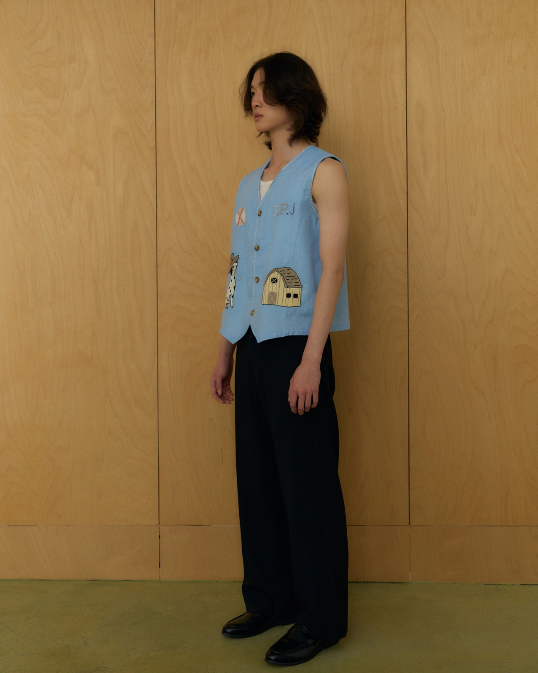 Fieldwork hand embroidered Denim-like Vest