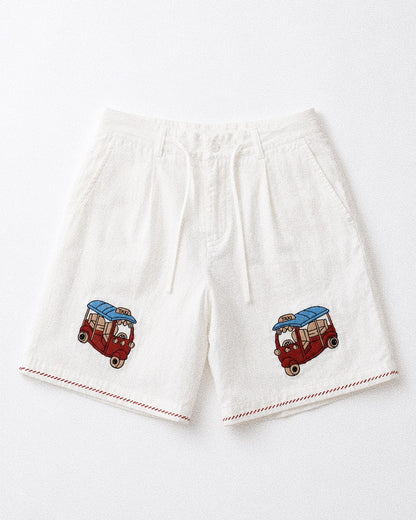 Three Wheels Hand Embroidered Shorts