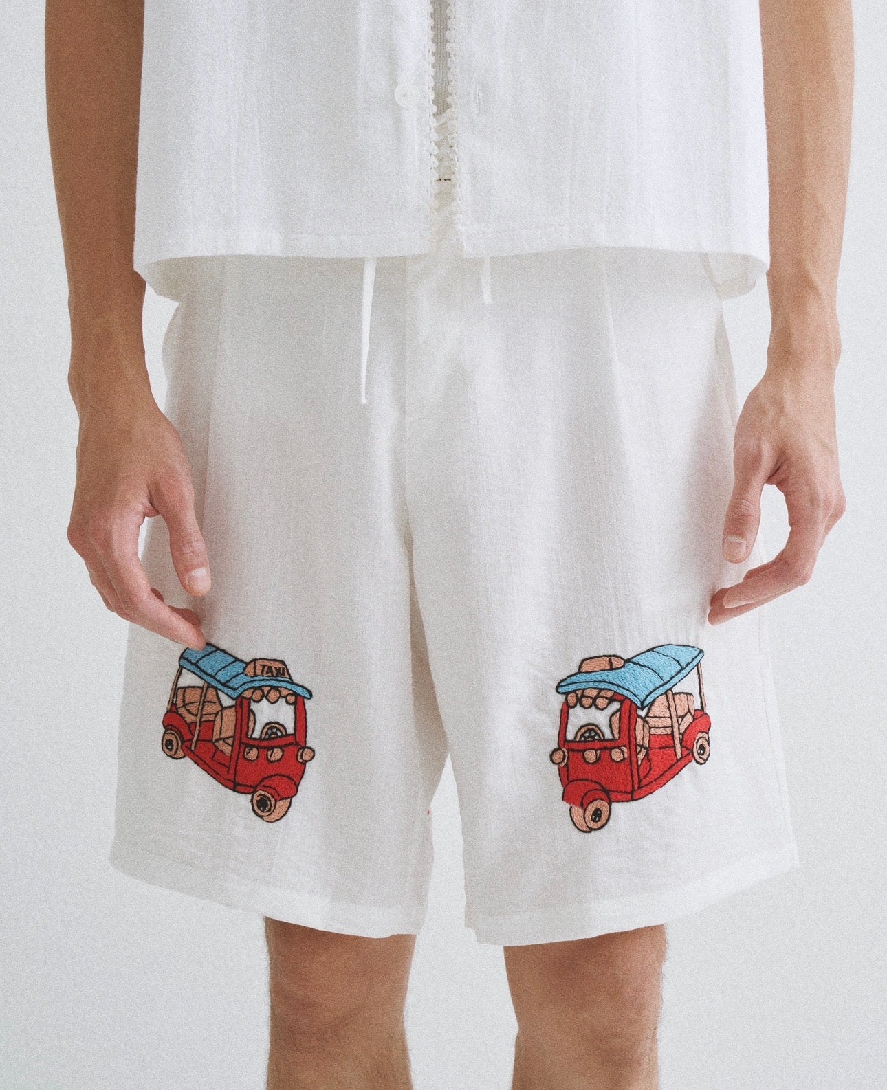 Three Wheels Hand Embroidered Shorts
