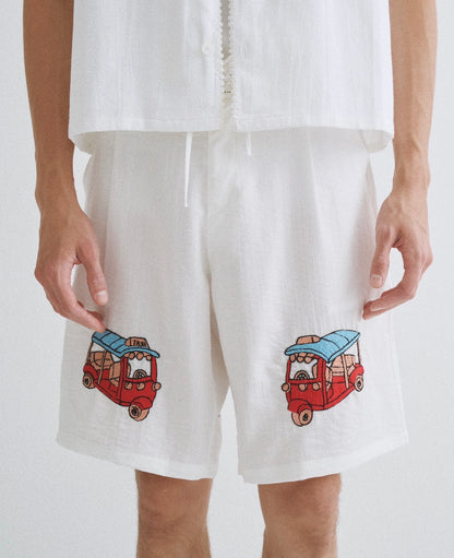 Three Wheels Hand Embroidered Shorts