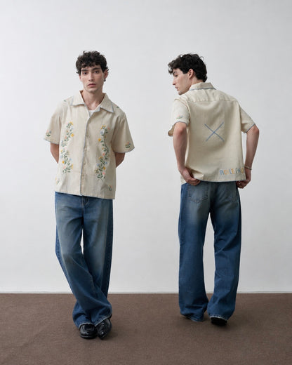 Bloom-line vintage hand-embroidered S/S SHIRT