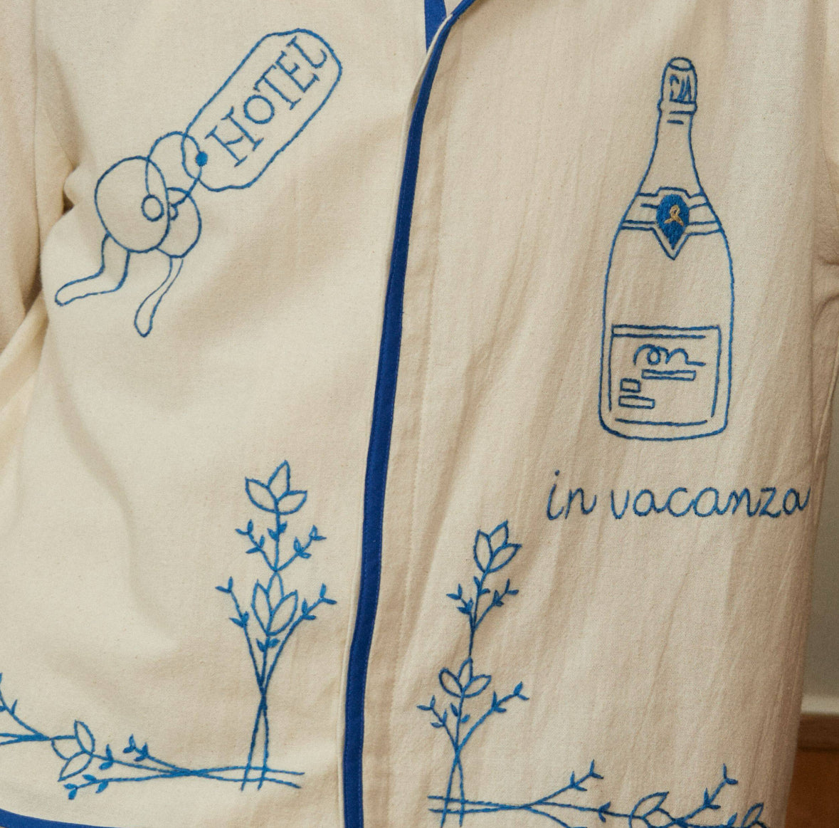 In Vacanza Concealed Button Closure HAND EMBROIDERED L/S SHIRT