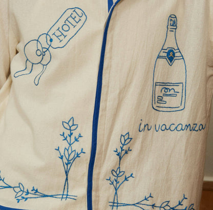 In Vacanza Concealed Button Closure HAND EMBROIDERED L/S SHIRT