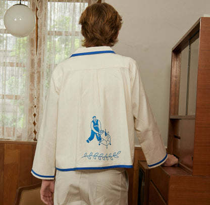 In Vacanza Concealed Button Closure HAND EMBROIDERED L/S SHIRT