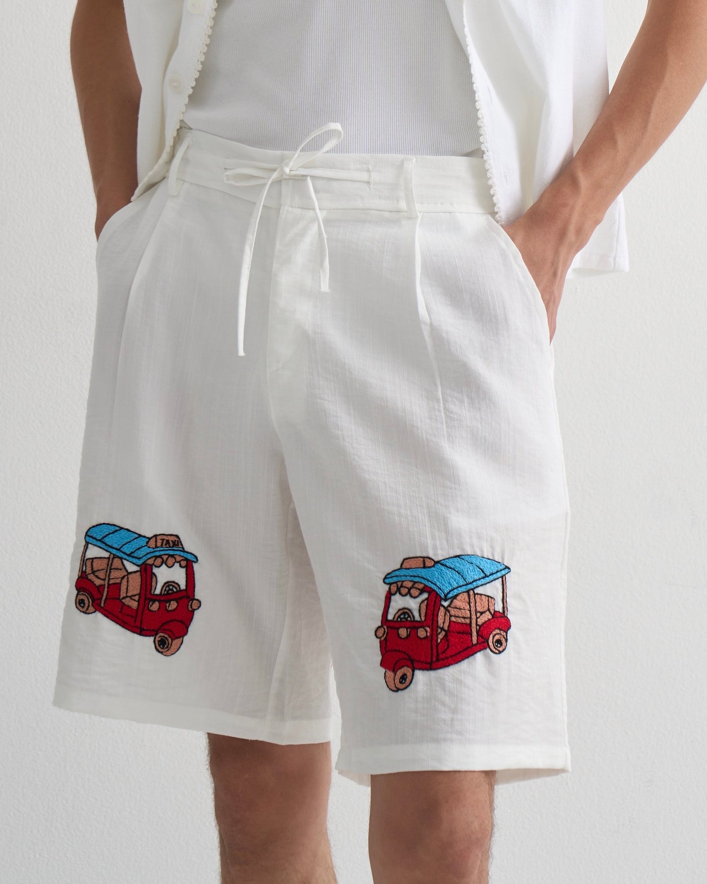 Three Wheels Hand Embroidered Shorts