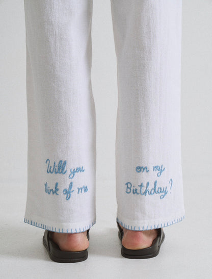 Things Left Unsaid Hand Embroidered Pants