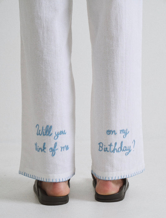 Things Left Unsaid Hand Embroidered Pants