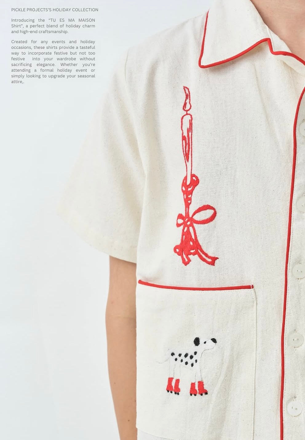 TU ES MA MAISON HOLIDAY COLLECTION HAND EMBROIDERED S/S SHIRT
