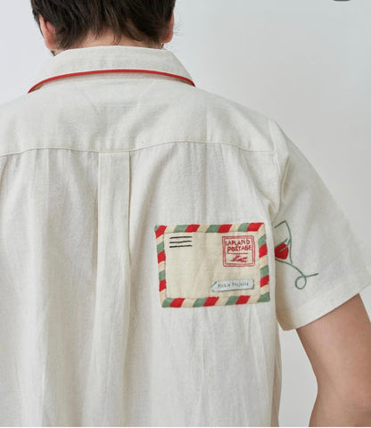 TU ES MA MAISON HOLIDAY COLLECTION HAND EMBROIDERED S/S SHIRT