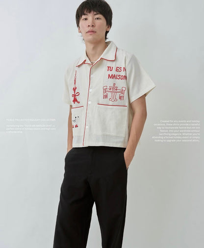TU ES MA MAISON HOLIDAY COLLECTION HAND EMBROIDERED S/S SHIRT
