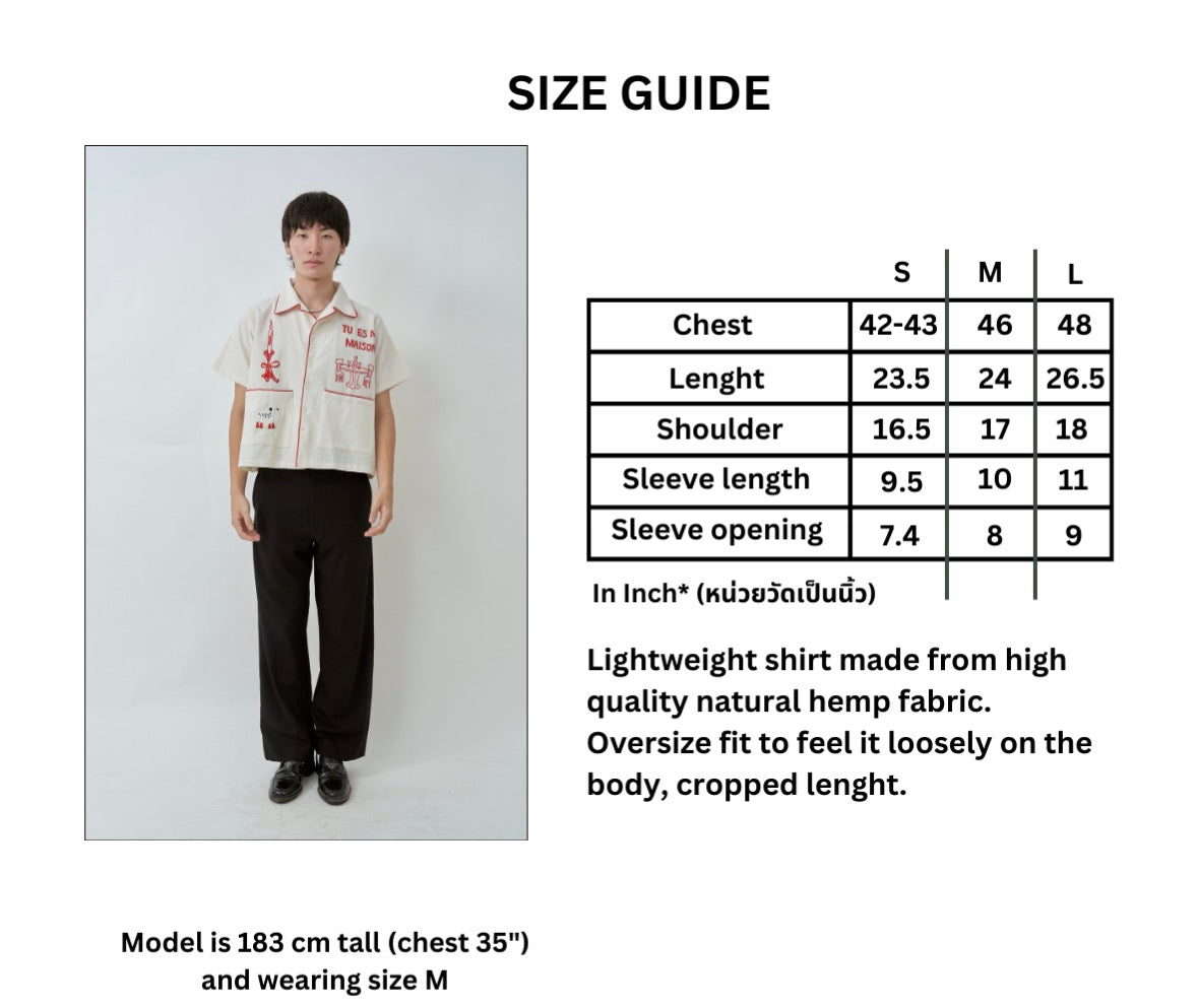 TU ES MA MAISON HOLIDAY COLLECTION HAND EMBROIDERED S/S SHIRT