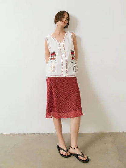 Tomato Soup Hand-Embroidered vest