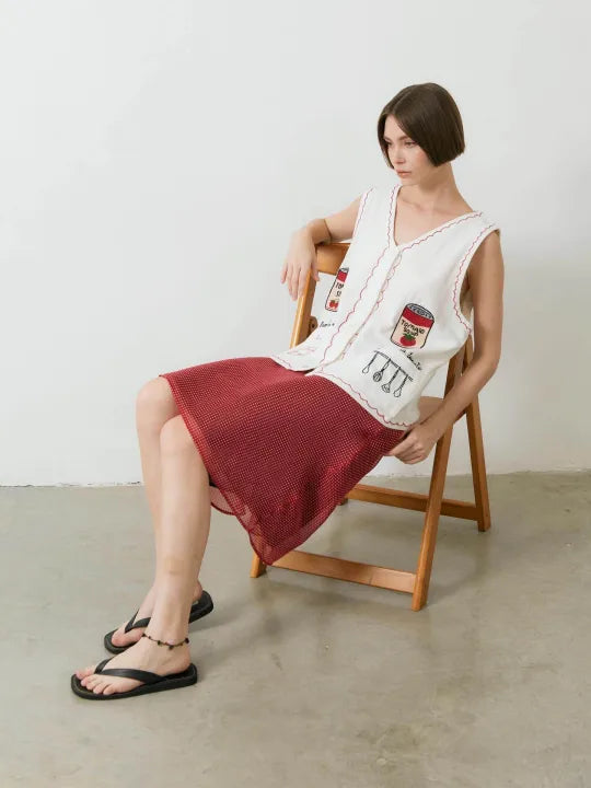 Tomato Soup Hand-Embroidered vest