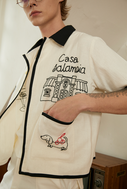 Casa Salamoia HAND EMBROIDERED S/S SHIRT